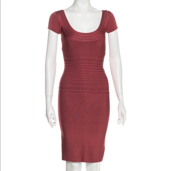 Herve Leger light mauve midi dress - Picture 2 of 5